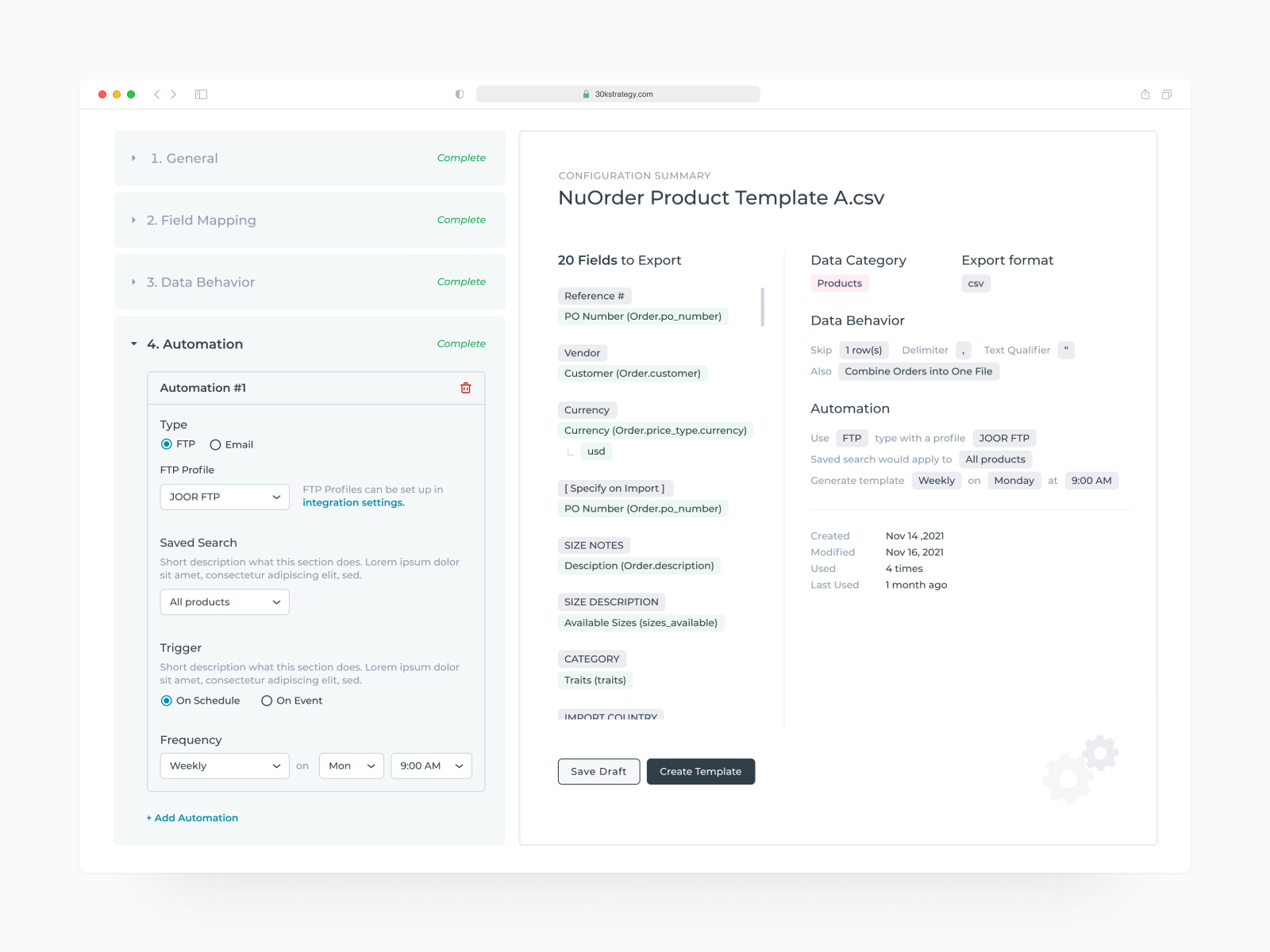 Template creation wizard - B2B web app by Alex Gilev on Dribbble