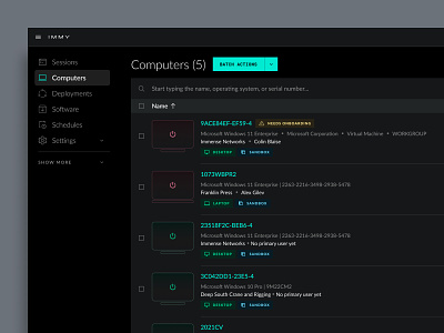 Dark UI - Connected computers (SaaS B2C web app) admin code computer dark ui dashboard enterprise it minimal product designer saas saas design software ui designer ux ux agency ux designer ux prototype web app web app ux web application design