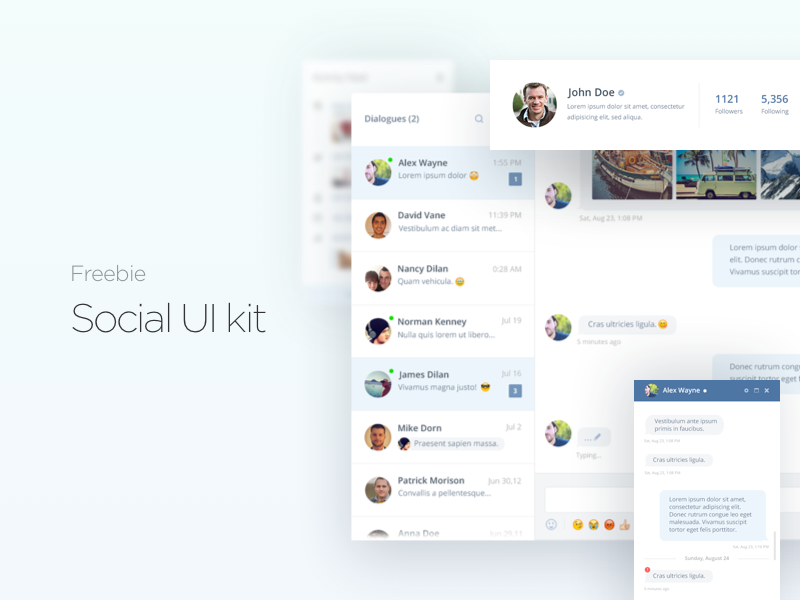 UI Kit social Media. Дизайн диалогов. Диалог веб дизайн. Social Network UI.