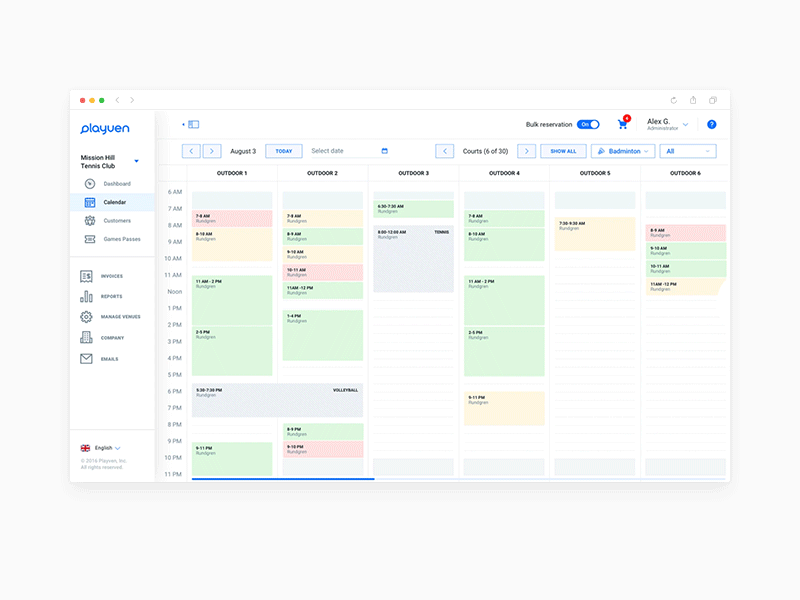 Sports booking & Customer management web app prototype.