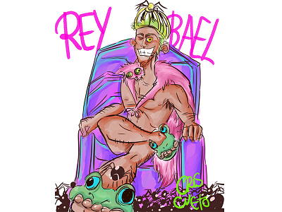 Rey Bael animal cat chair demon frog king naked purple spider