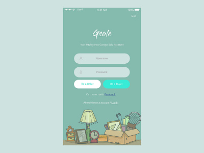 Login page of Gsale_ Garage sale helper garagesale login design login page mobile app ui