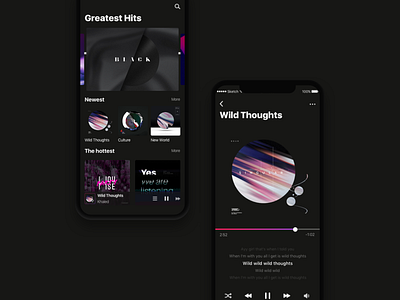 Music APP app black colour design enjoy interface ios11 listen music night system