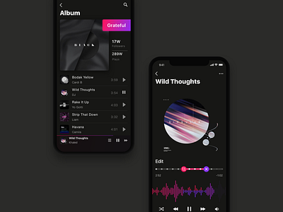 Music APP app black colour design enjoy interface ios11 listen music night system