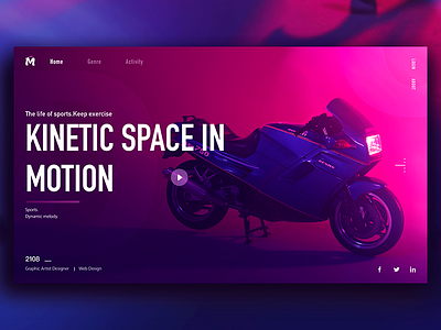 Motion space classification click color design flip motorcycle theme register share sports webpage style