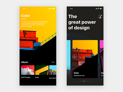 The great power of design art card color combination design discover ios11 iphone share slide style