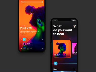 Follow the music card color combination design discover ios11 iphone listen music play share style