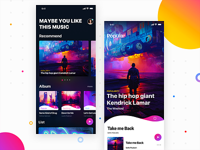 Sensuous music app button colour homepage ios music show style suspension uc ui ux