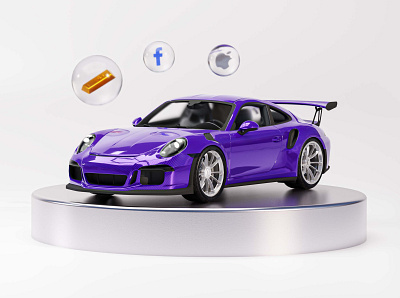 Porsche 3d branding car design finance illustration porsche stocks trade