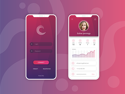Iphone x design (sign in and profile screen) app clean expirience ios iphone x mobile profile screen sign in social ui user