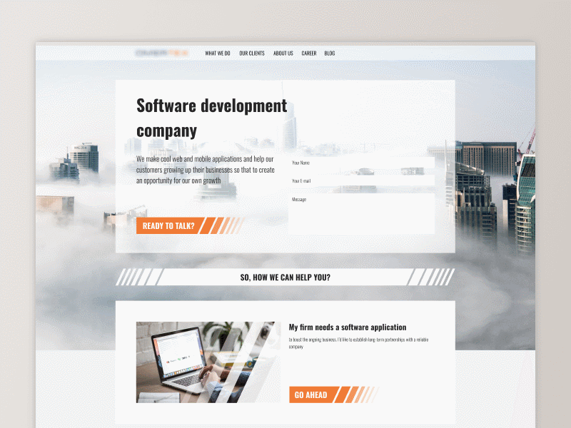 Software development company page branding clean design development interaction landing light page style ui web website