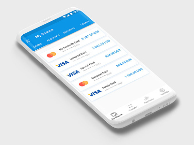 My finance - mobile banking android app bank banking card finance material mobile money profile ui ux