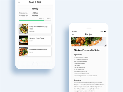 Food & diet app app apple clean design diet fitness food ios iphone light menu ui
