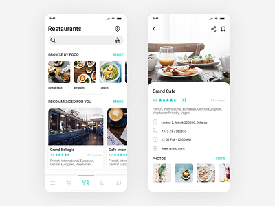 Food App - Restaurant App app branding clean design icon ios light mobile profile social typography ui user ux vector