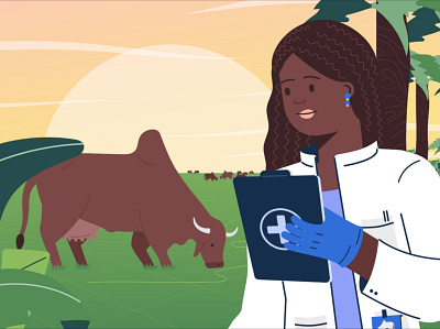 Appui budgetaire veterinary 2d africa animals animation art direction characters cow creative direction design health illustration landscape motion design motion graphics science scientific sun union