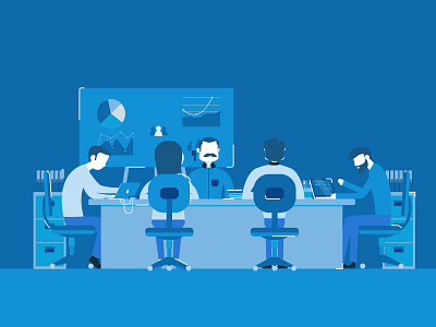 Business team meeting business character flat illustration man meeting office people project team teamwork vector