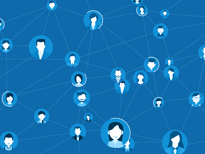 Social networking people connection blue character circle community connection illustrator networking online people social vector