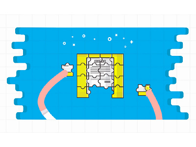 Puzzle For Certification blue certification design flat hand illustrator puzzle