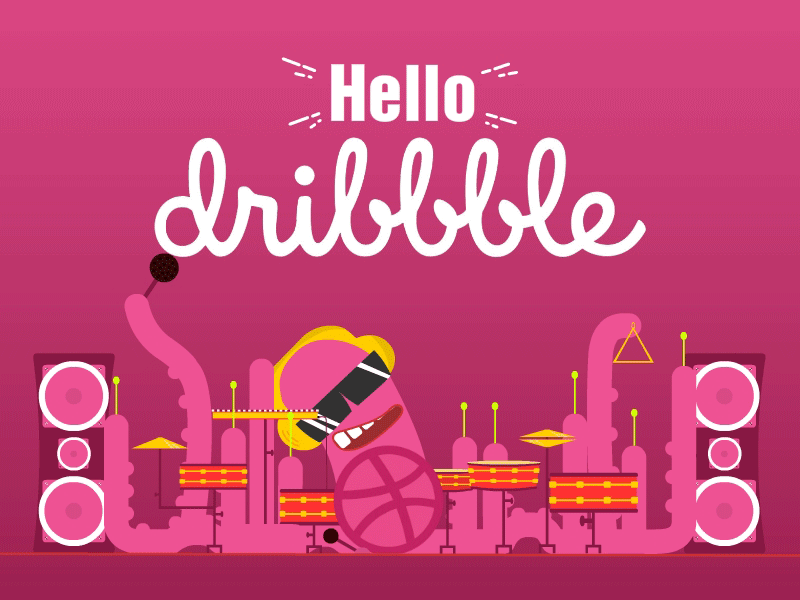 Hello Dribbble..! animation character debut gif hello dribbble illustration octopus