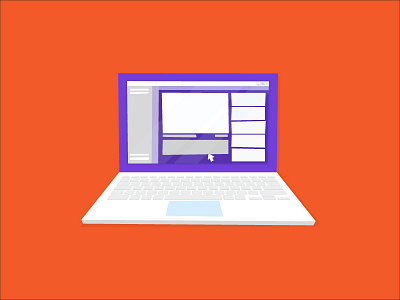 Laptop Surfing flat laptop purple surfing tech vector white