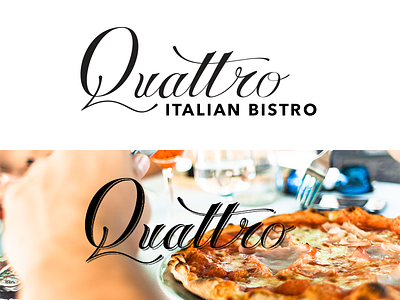 Quattro dining food italian lettering vector