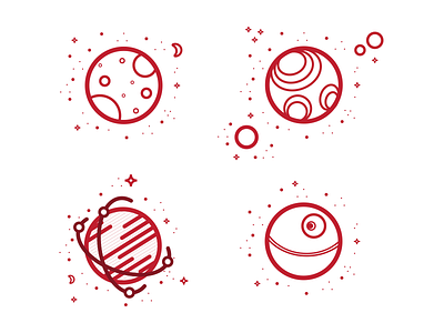 Planets Icons icons illustrator planets red simple space star wars vector