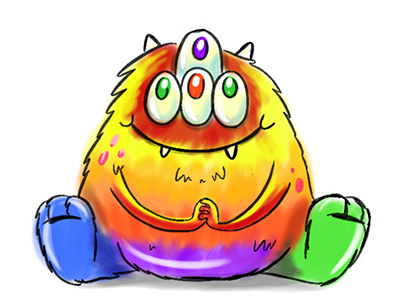 Monster cartoon drawing illustration monster rainbow