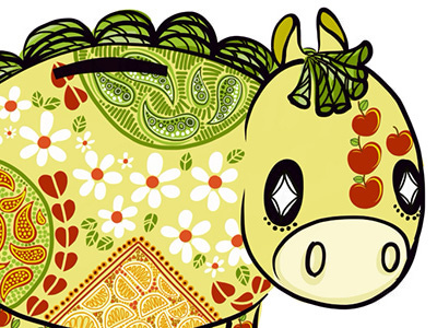 Horse Coin Bank adobe adobedraw apples drawing flowers horse illustration paisley pattern polkadot pony vector