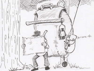 Day 3 BULKY backpack bulky camping cumbersome hiking inktober pencil and pen