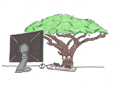 Nerd Acacia computer illustration sharpie tree