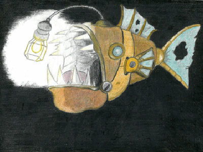 Angler Fish angler fish colored pencil fish illustration mechanical robot zoo