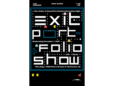 Exit Portfolio Poster ghosts illustrator pacman poster retro video game