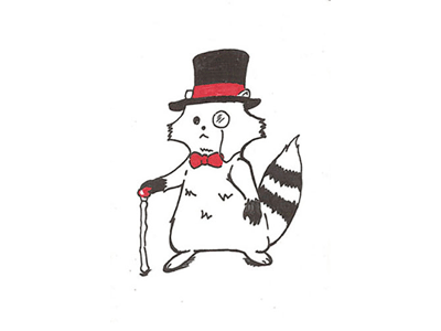 Distinguished Coon illustration monocle raccoon sharpie top hat