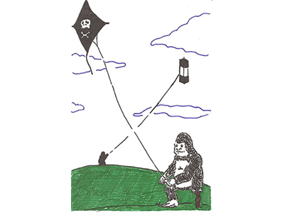 Kite Gorilla gorilla illustration kite pirate flag sharpie