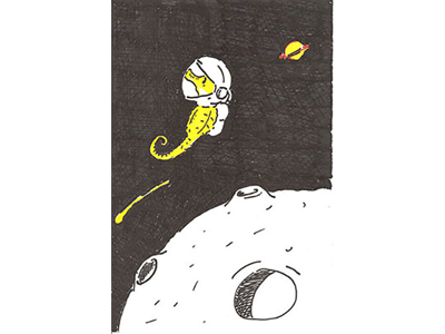 Seahorse Astronaut astronaut illustration seahorse sharpie space