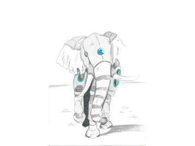 Elephant colored pencil elephant illustration robot zoo