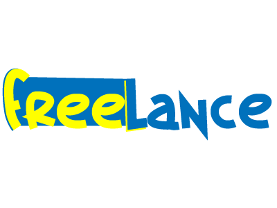 "Freelance" Logo blue day 20 freelance thirty logo challenge yellow