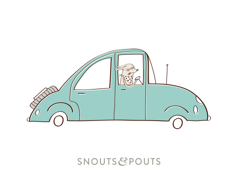 Snouts & Pouts advertising product dog beds puppy dog illustration