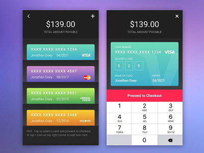 Dailyui#2 - Creditcard Checkout amex cards checkout credit ecommerce iphone mastercard mobile payment ui ux visa