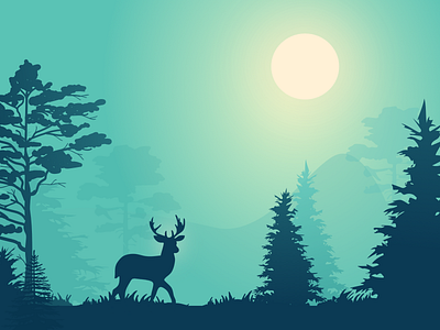 The deer and forest by Lvvv on Dribbble