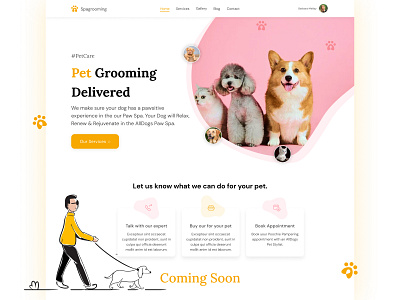 Pet Landing page daily Ui Challenge 003 banner branding colorfull design illustration mobile screen typography ui uichallenge ux