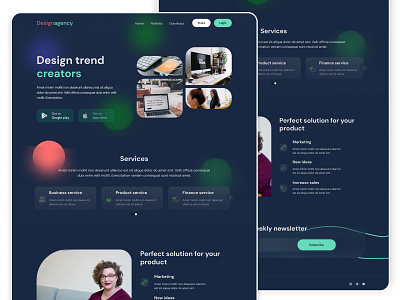 Design agency "landing page" with Dark mode branding darktheme graphic design landing page logo page trenddesign uidesign webpage