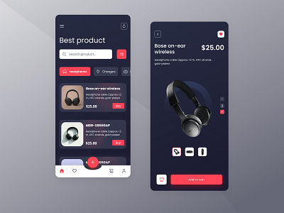 iOS "Add to Cart" Design airphones app branding cart checkout darktheme design headphones ios mobile product ui uidesign