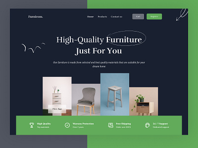Furniture web page design colorfull dailyuidesign landingpage uidesigner uipage web webpage