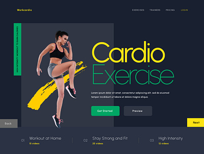 Cardio Exercise web landing page cardioapp exerciseapp fitnessapp graphic landingpage trend web webpage