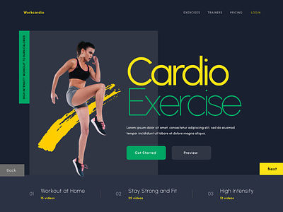 Cardio Exercise web landing page