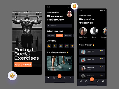 Fitness application darktheme diet figma fitness mobileapp morning planningapp trending ui ux webpage