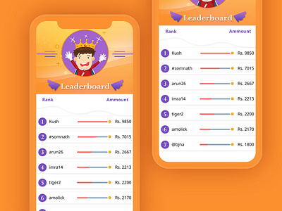 Leaderboard Screen Design colorful leaderboard quiz landing quiz winner