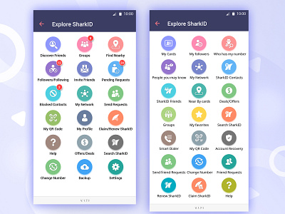 Explore SharkID Screen app branding colorfull design icon illustration logo menu mobile screen ui ux vector