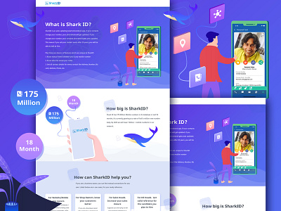 sharkID web template design app banner branding colorfull design icon illustration landing page logo mailer screen tempalte typography ui ux vector web website